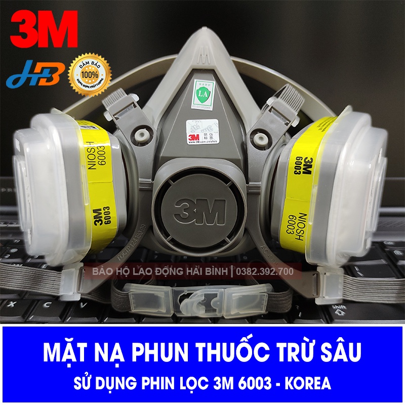 Mặt Nạ Phun Thuốc Trừ Sâu 3M 6200 (Sử Dụng Phin Lọc 3M 6003 - Hàn). Khẩu Trang Phun Thuốc Trừ Sâu Chuyên Dụng.
