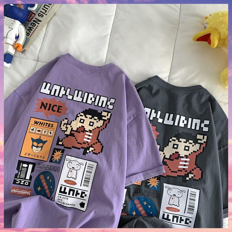 Áo thun tay lỡ nam nữ, áo phông unisex form rộng mát mịn thấm hút mồ hôi in hình Shin bán chạy nhất 2022.
