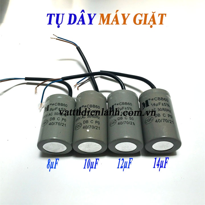 Tụ tròn máy giặt loại dây - giắc (8µF đến 30µF) - Capa - Capacitor Tụ điện MG 8 10 11 12 13 14 15 16 18 20 25 30TD
