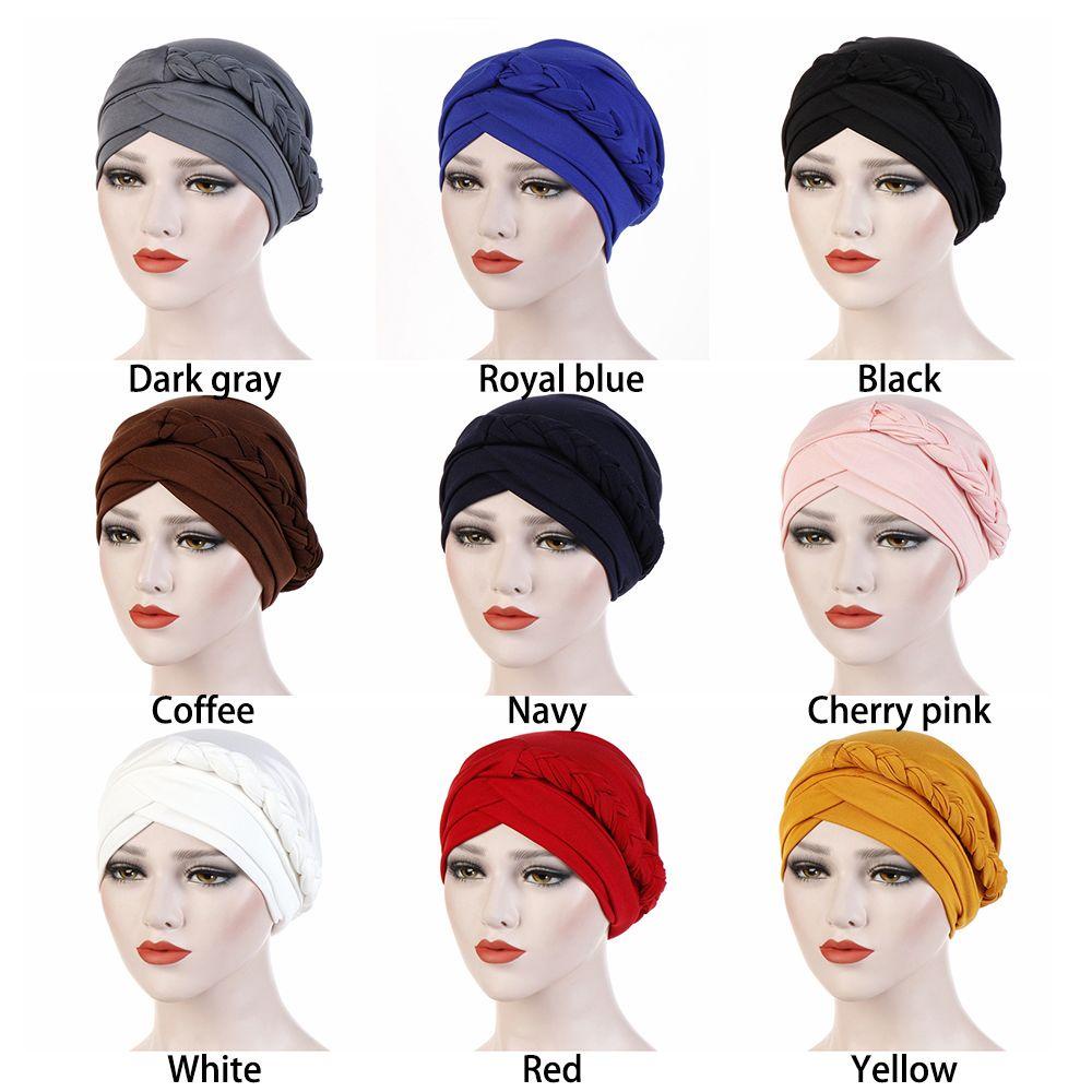 Mũ Turban Trùm Đầu Co Giãn Màu Sắc Trơn Thời Trang Cho Nữ