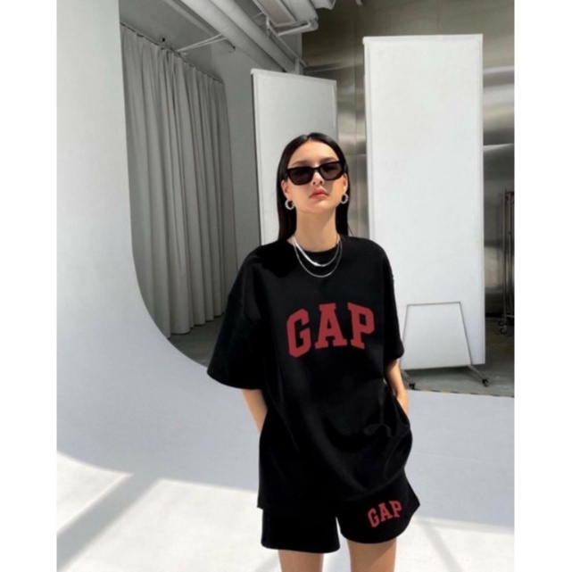 Sét đồ nữ áo Thun Gap, Teddy unisex + quần Short Đùi🌸Chất cotton form thụng tay lỡ🌸Form <55kg🌸 Bộ mặc nhà nam nữ