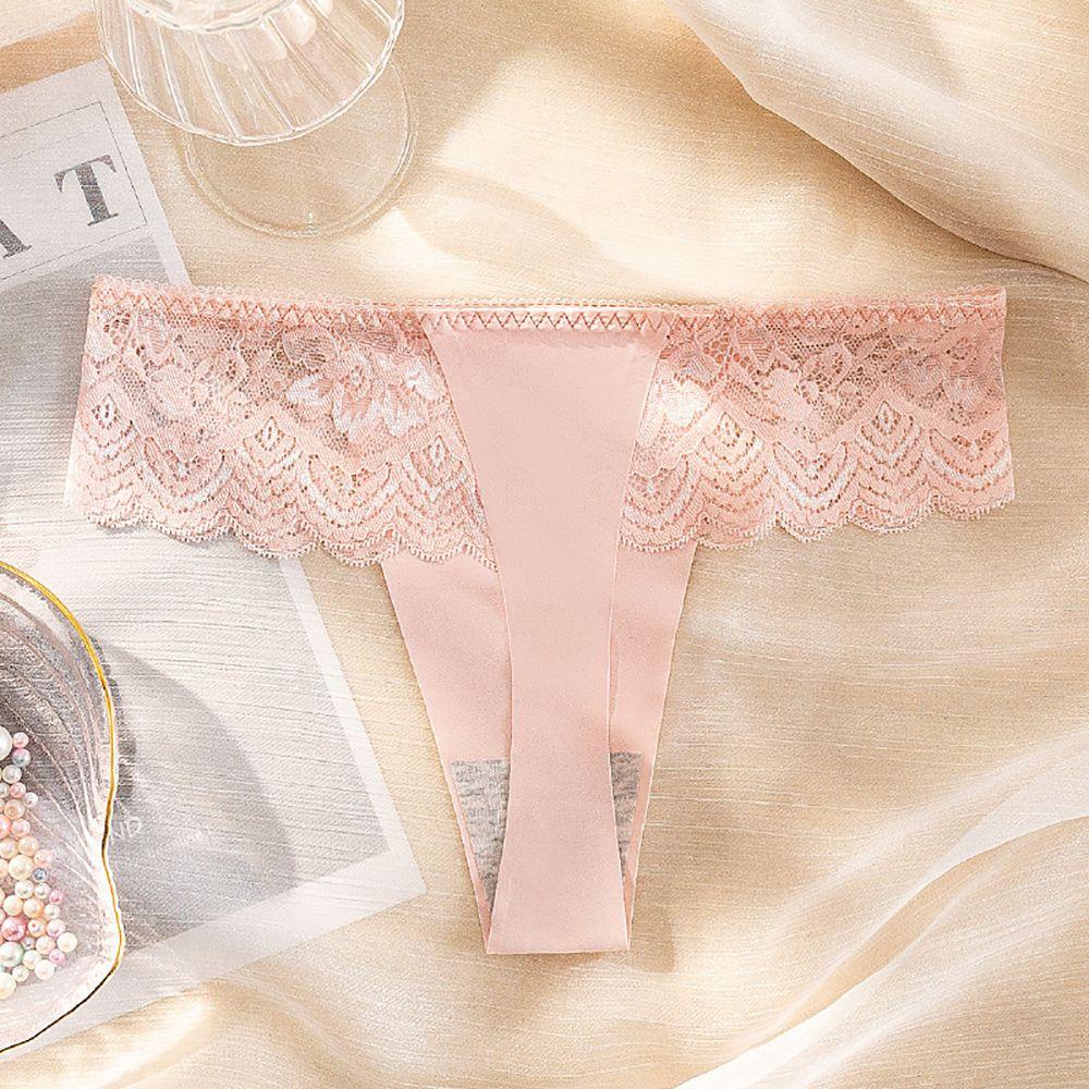 OCEANMAP Quần Lót Lụa Mềm Mại Lưng Thấp Phối Ren Quyến Rũ Cho Nữ