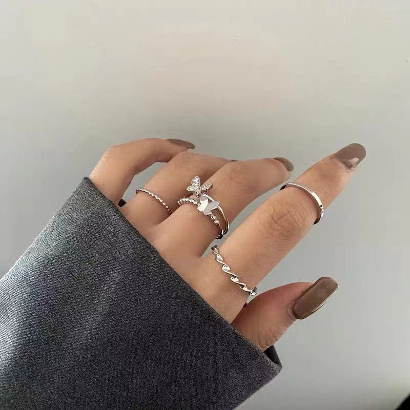 Nhẫn Đeo Ngón Trỏ Dạng Hở Điều Chỉnh Được Phong Cách Hip Hop Hàn Quốc Cá Tính Thời Trang Cho Nữ