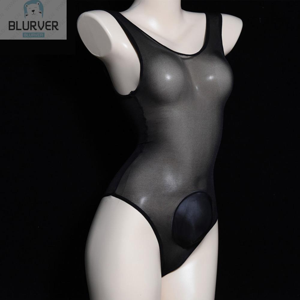 BLURVER~Mens Sexy Sheer Mesh Bodysuit Leotard See Through Pantyhose Slim Body-Stockings#blueriver