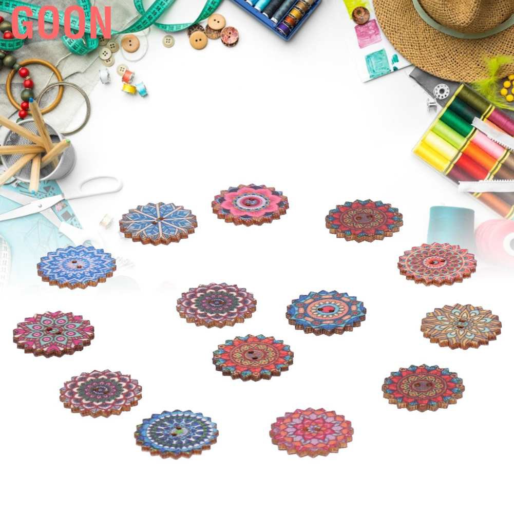 Goon 100Pcs Wooden Buttons Gear‑Shape 2‑Holes Button DIY Craft Scrapbook Sewing Accessory