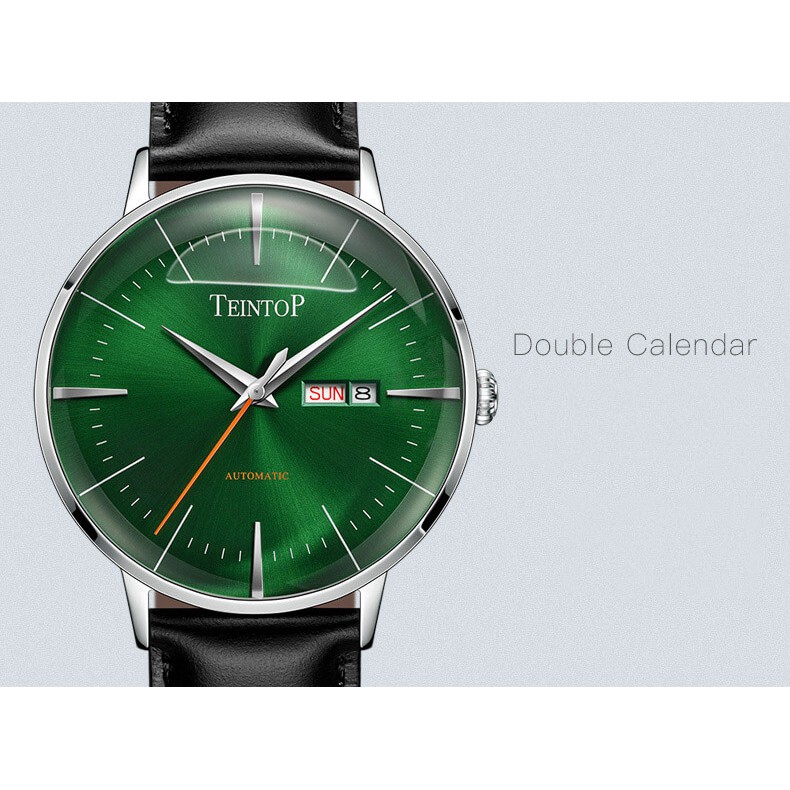 Đồng hồ nam chính hãng Teintop T7009-1 Kính sapphire ,chống xước,Chống nước,dây da máy cơ(Automatic),Bảo hành 12 Tháng