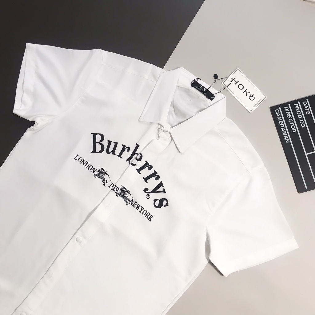 Áo Sơ Mi Nam Tay Ngắn In Chữ BR Cong HÌNH THẬT, CÓ VIDEO