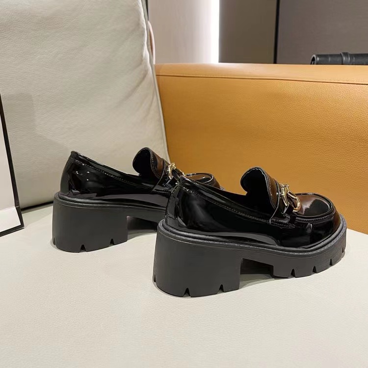 Giày Lười Da Đế Dày 6CM Tăng Chiều Cao Phong Cách Preppy Thời Trang Cho Nữ