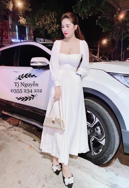 Đầm xoè tay phồng