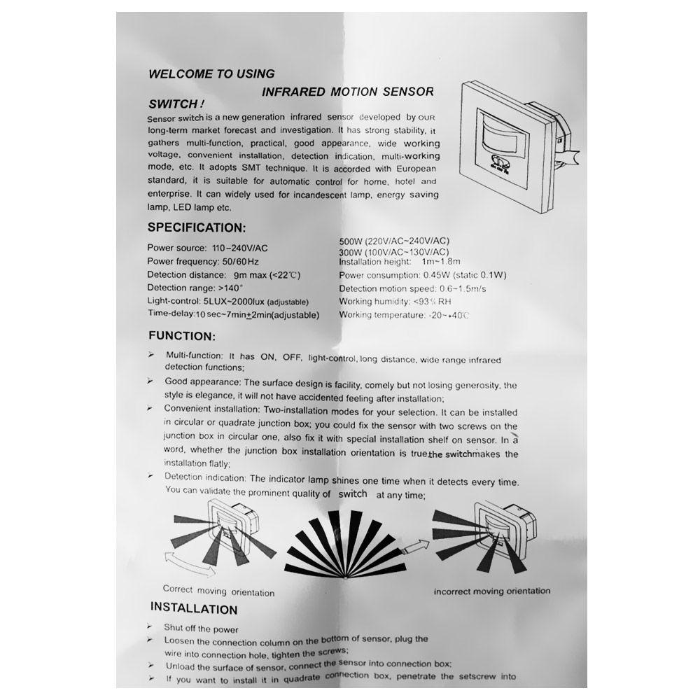 Công Tắc Đèn Cảm Biến Chuyển Động IR DAPHS ON / OFF PIR