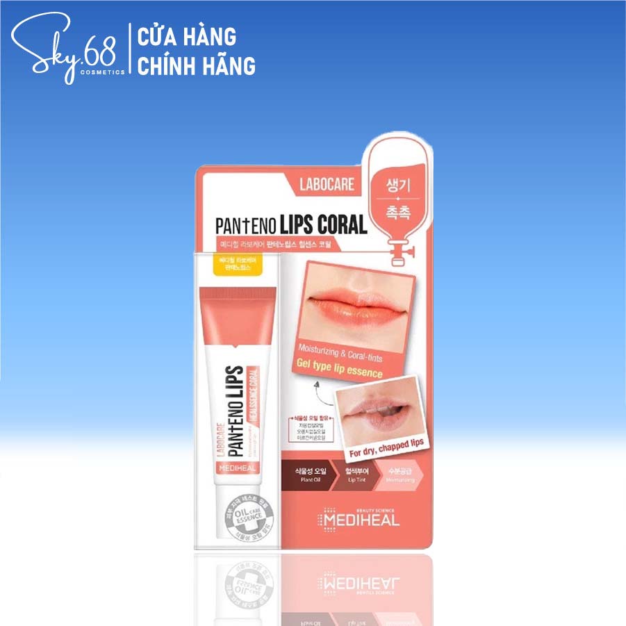 Son dưỡng môi ban đêm dành cho môi khô và thâm Mediheal Labocare Pantenolips Healssence Coral 10ml (Cam)