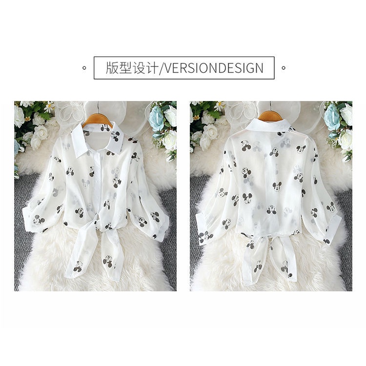 Áo Khoác Voan Mỏng Dáng Rộng In Họa Tiết Xinh Xắn Thời Trang Mùa Hè Cho Nữ