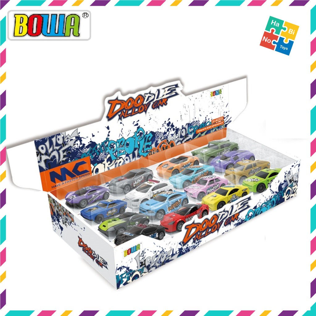 Mô Hình Mini Tĩnh Xe Ô Tô Đồ Chơi Bowa 8886-07 Doodle Alloy Car Bằng Sắt Cao Cấp Nhiều Mẫu Kích Thước 6x3x2 Habino Toys