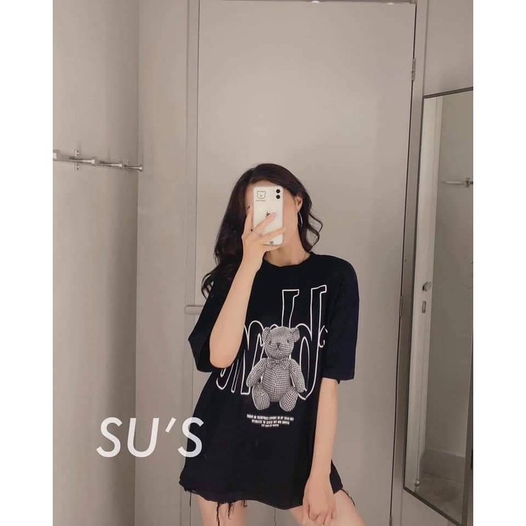 [Mã 44FASHIONSALE1 giảm 10K đơn 50K] Áo thun nam nữ unisex form rộng tay ngắn in hình gấu cổ tròn Cama Store M277