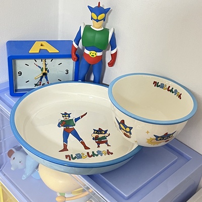 Shin Chan Cậu bé bút chì x siêu nhân Bát cơm gốm sứ bát đĩa dễ thương bộ đồ ăn gia đình