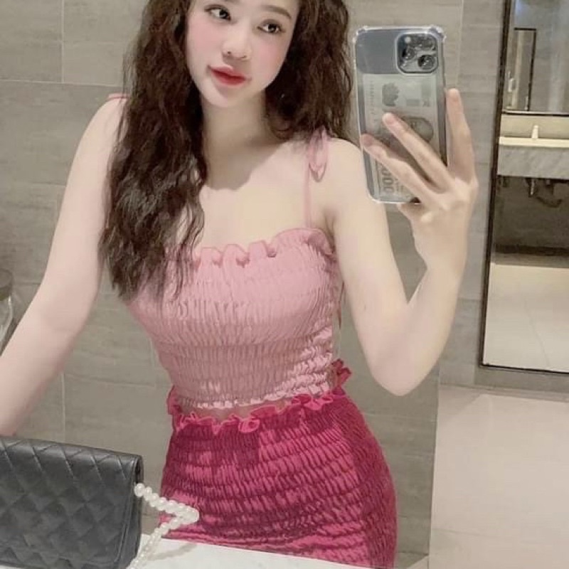 Sét áo ống + chân váy nhún ôm body