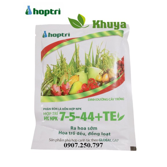 Phân bón Hợp Trí HK NPK 7-5-44+TE gói 250gr Ra hoa sớm Hoa trổ đều đồng loạt