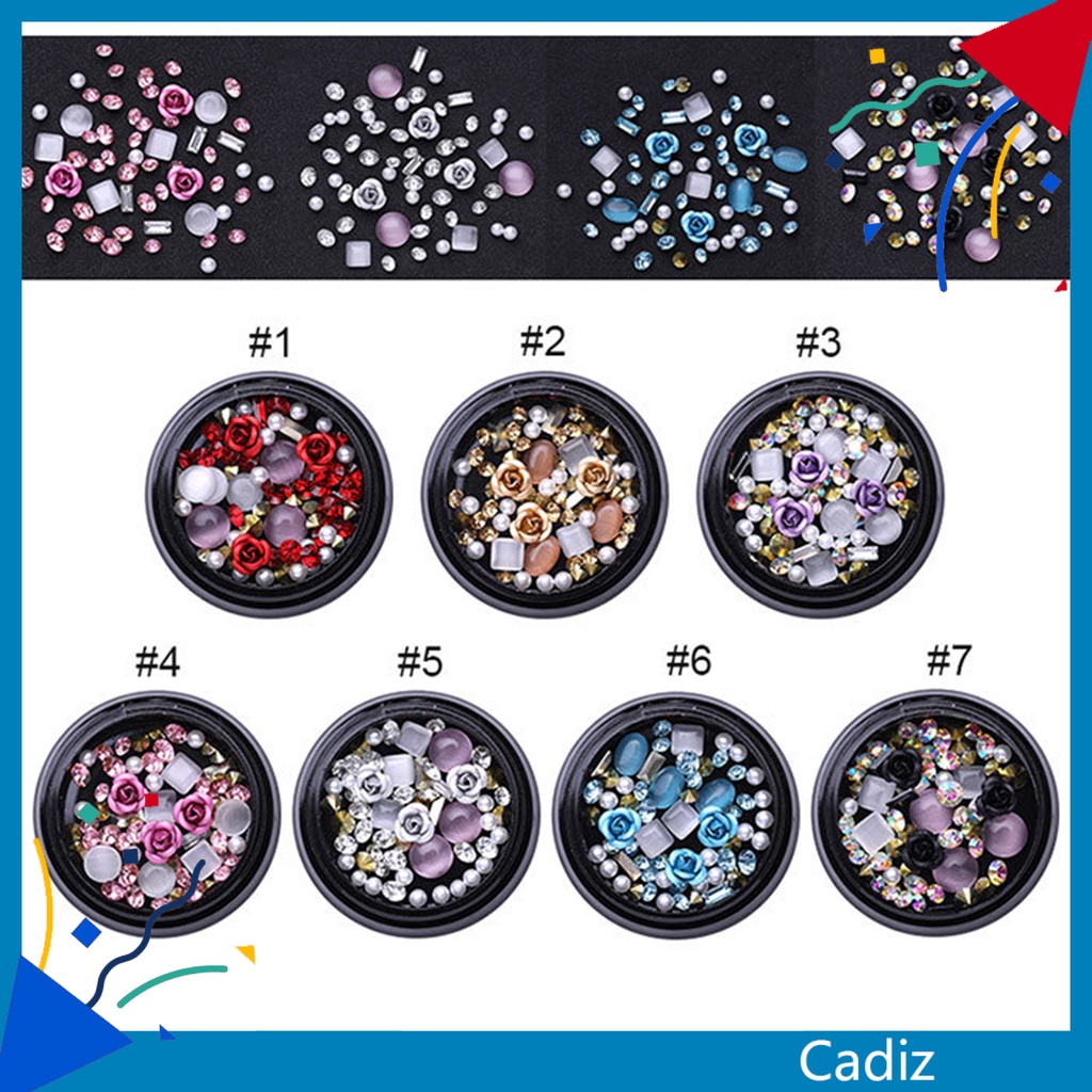 [Hàng mới về] Hộp Phụ Kiện Đá Nhân Tạo Trang Trí Móng Tay 3D Lấp Lánh Thời Trang DIY