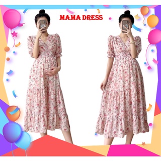 Váy bầu thời trang giá rẻ - đầm bầu công sở dự tiệc BABYDOLL hoa nhí thiết kế đẹp FREESIZE V20