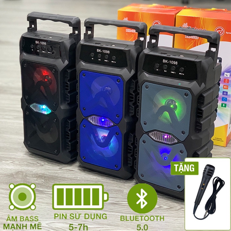Loa bluetooth karaoke mini SK1096, Có giá đỡ điện thoại kèm mic karaoke
