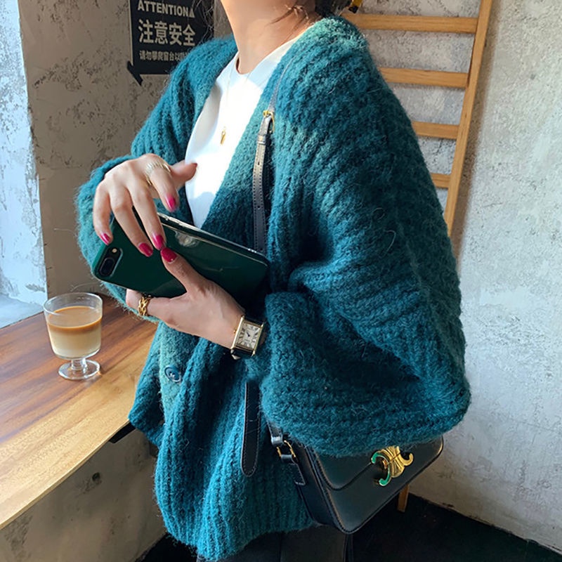 Áo Khoác cardigan Dệt Kim Cổ Chữ v Dáng Ngắn Phong Cách Hàn Quốc Thời Trang Cho Nữ