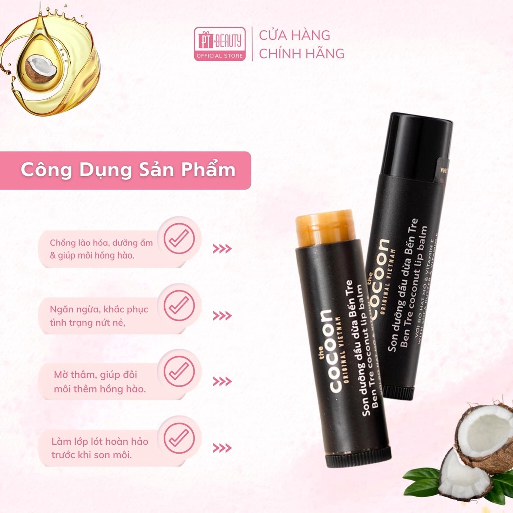 Tẩy da chết môi cà phê Đắk Lắk Cocoon môi ẩm mềm 5g