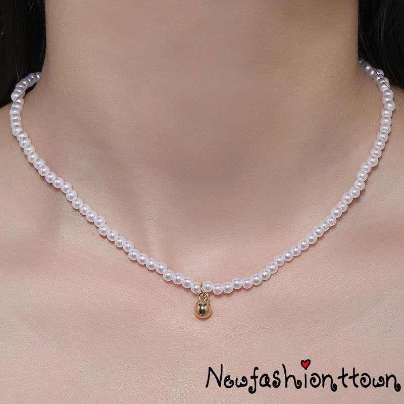 Nfashion Vòng cổ Chuỗi Hạt Ngọc Trai Ngắn Màu Trắng Trang Trí Dành Cho Nữ