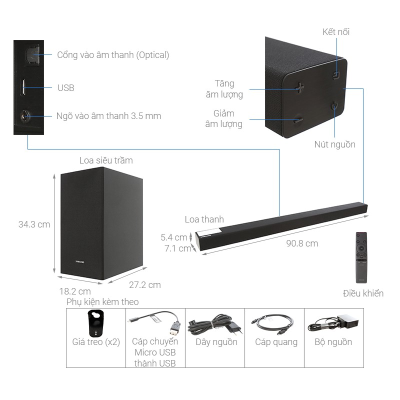 Loa Thanh Soundbar Samsung HW-R450 (200W) | Hàng chính hãng