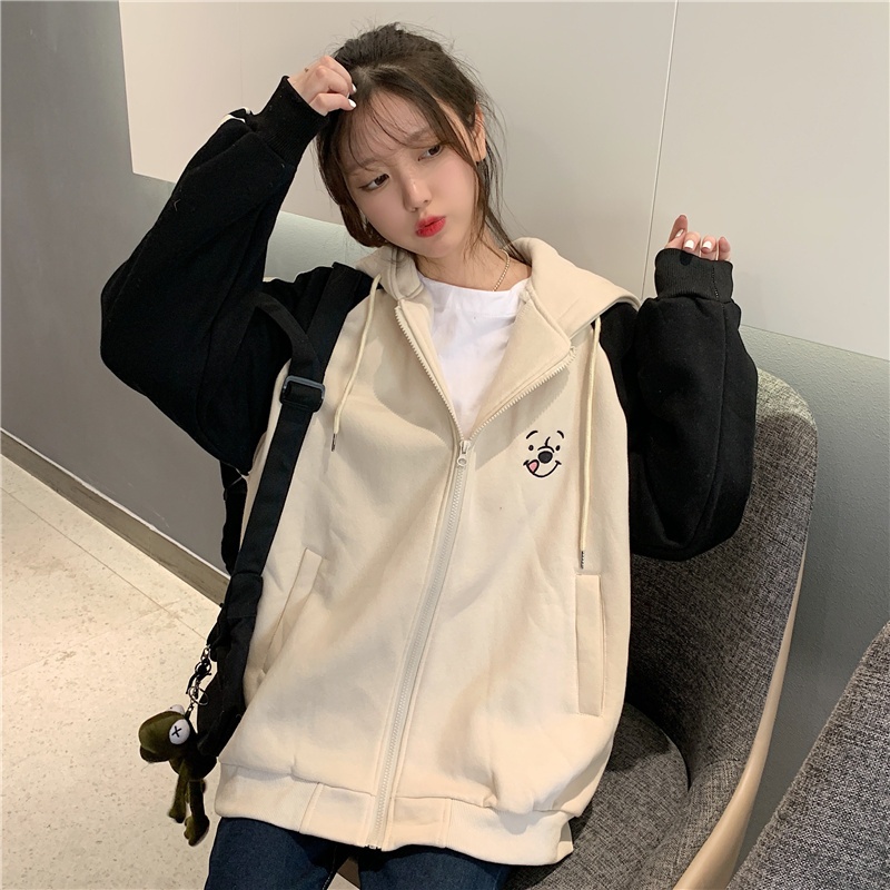 Áo Khoác Hoodie Dày Dáng Rộng In Hoạt Hình Kiểu Hàn Quốc Thời Trang Cho Nữ | BigBuy360 - bigbuy360.vn