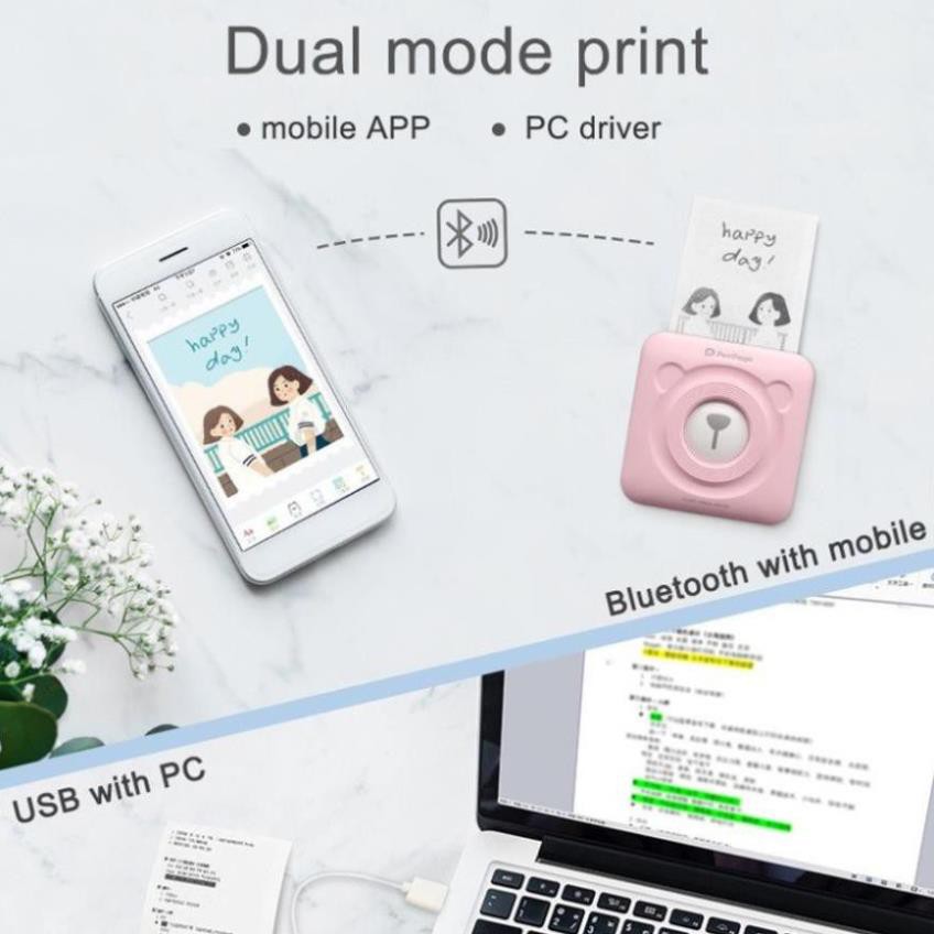 ❤ Dễ thương ❤ Máy in nhiệt mini bluetooth peripage A6 không dây bỏ túi ❤ di động ❤ in ảnh du lịch lấy ngay poooli l1, l2 | BigBuy360 - bigbuy360.vn