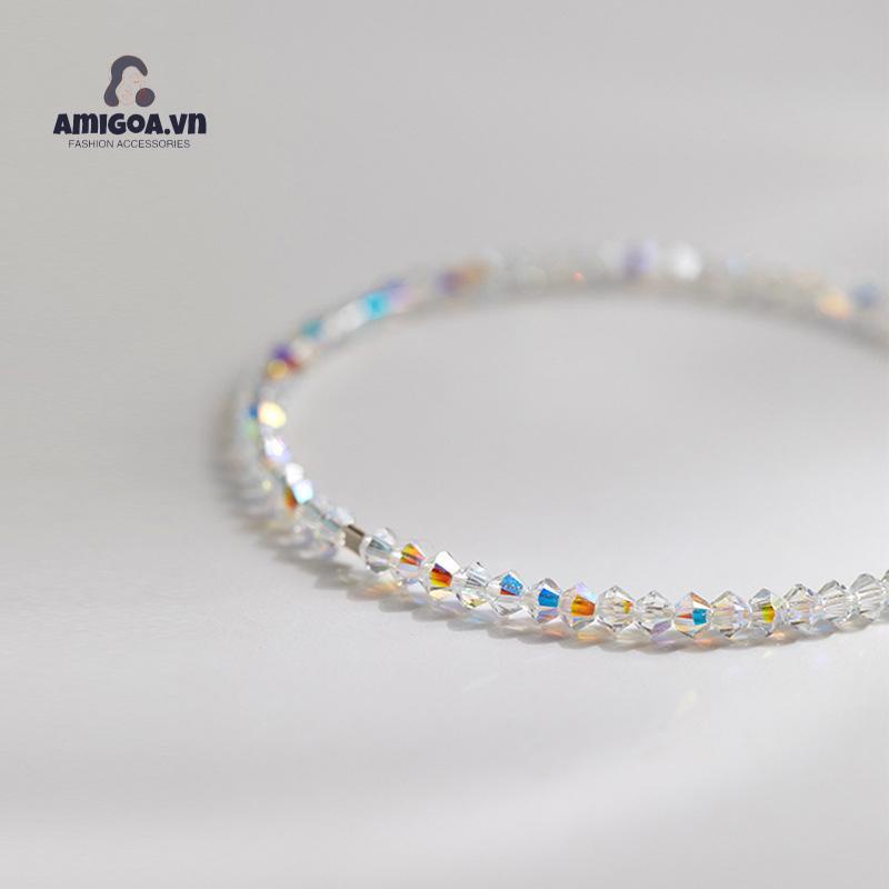 ✨✨Siêu Flash!Hàng Chính Hãng Vòng Đeo Tay Siêu Mỏng Đính Pha Lê Đơn Giản Kết Cấu Nhẹ Sang Trọng Cho Nữ