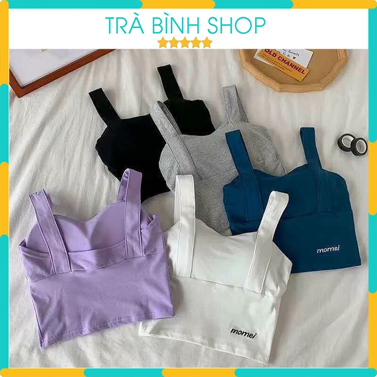 Áo Croptop Hai Dây Bản To Có Mút Ngực Chất Cotton Co Dãn 5 Màu