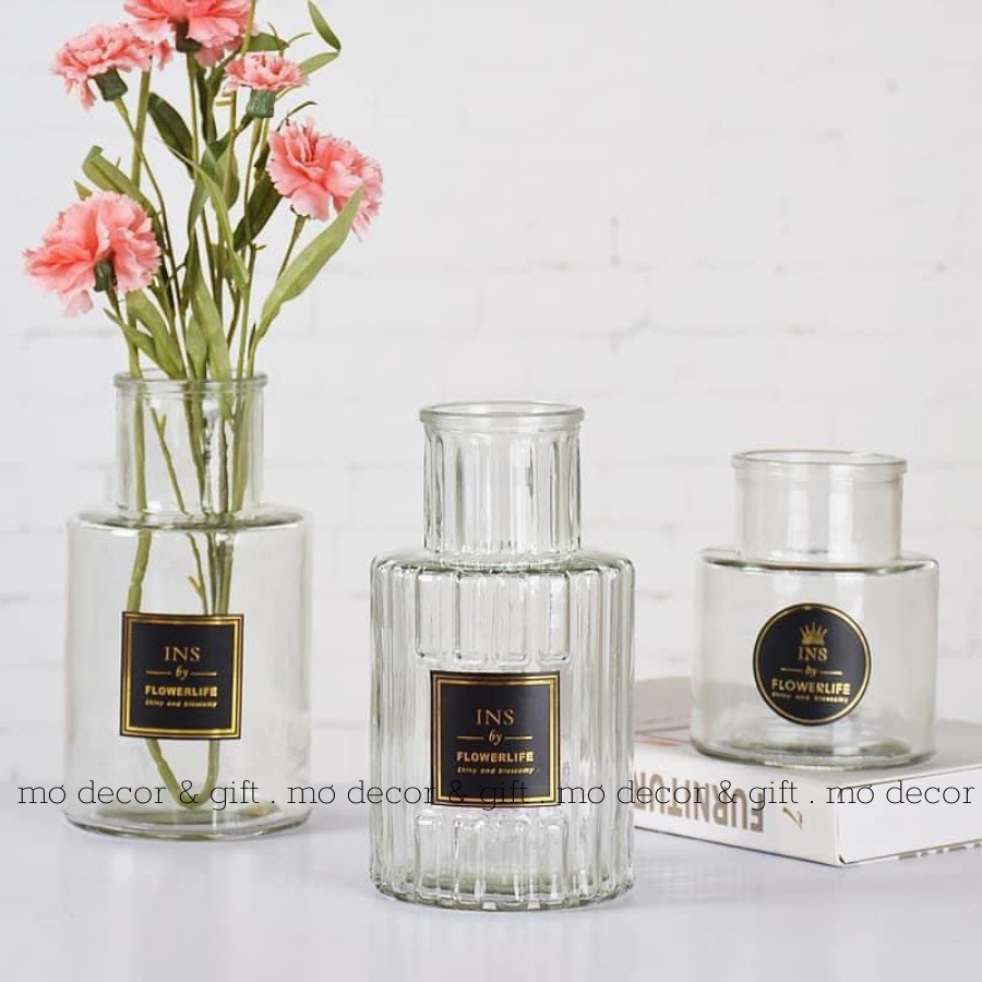 Lọ Hoa Thủy Tinh Cao Cấp Trụ 2 Mẫu 2 Màu - MƠDECOR