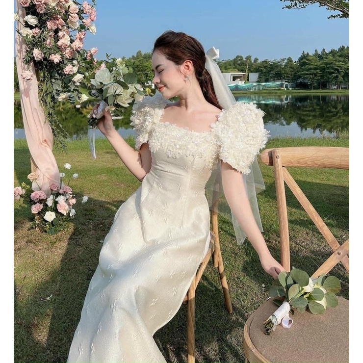 Vải táp ta hoa mai màu trắng