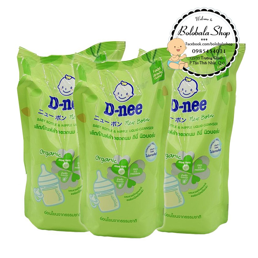 Combo 3 Túi Nước rửa bình sữa Dnee 600ml