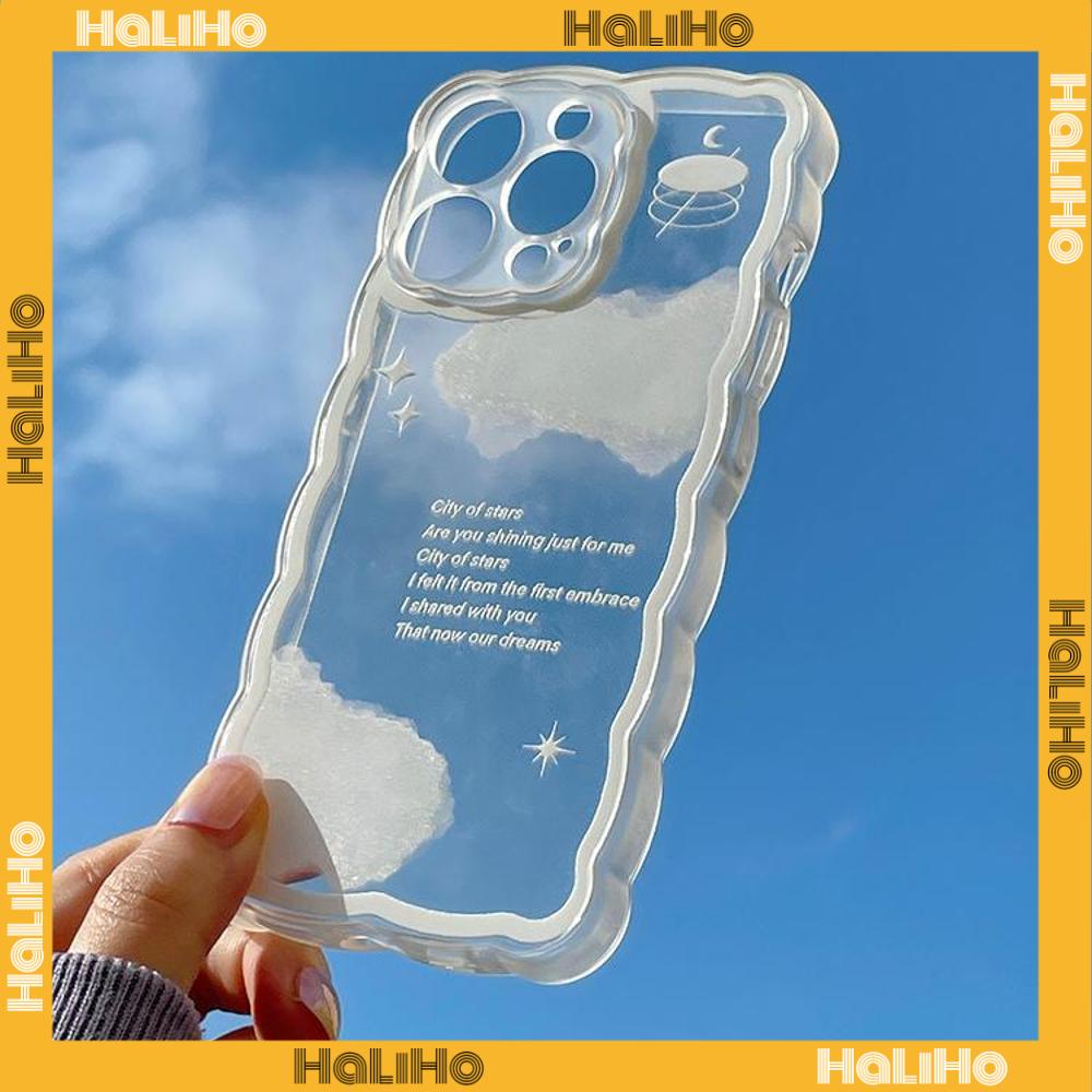 iPhone Case Silicone Soft Case Clear Case Wave Airbag Shockproof Camera Cover Protection White Cloud Compatible For iPhone 11 iPhone 13 Pro Max iPhone 12 Pro Max iPhone 7 Plus xr