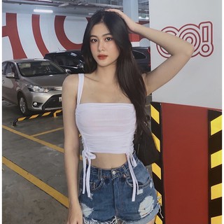 [Siêu rẻ🔥] Áo croptop thun gân rút eo 💖 Cami Croptop