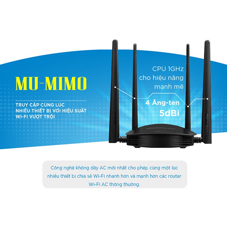 Router Wi-Fi băng tần kép AC1200 TOTOLINK A800R(chính hãng - BH đổi mới tại Lanh Dung) | BigBuy360 - bigbuy360.vn