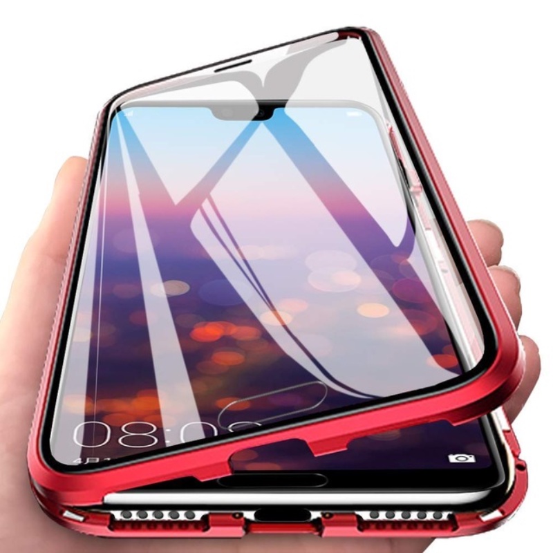 Ốp Điện Thoại Kính Cường Lực Hai Mặt Viền Kim Loại Nam Châm Cho Oppo F9 F11 Pro A94 A53 A12 A12E