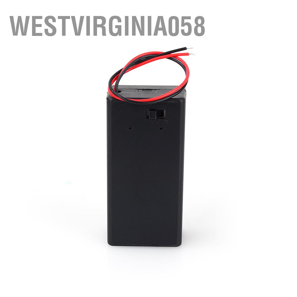 Westvirginia058 9V Volt PP3 Battery Holder Box DC Case w/ Wire Lead ON/OFF Switch Cover Durable