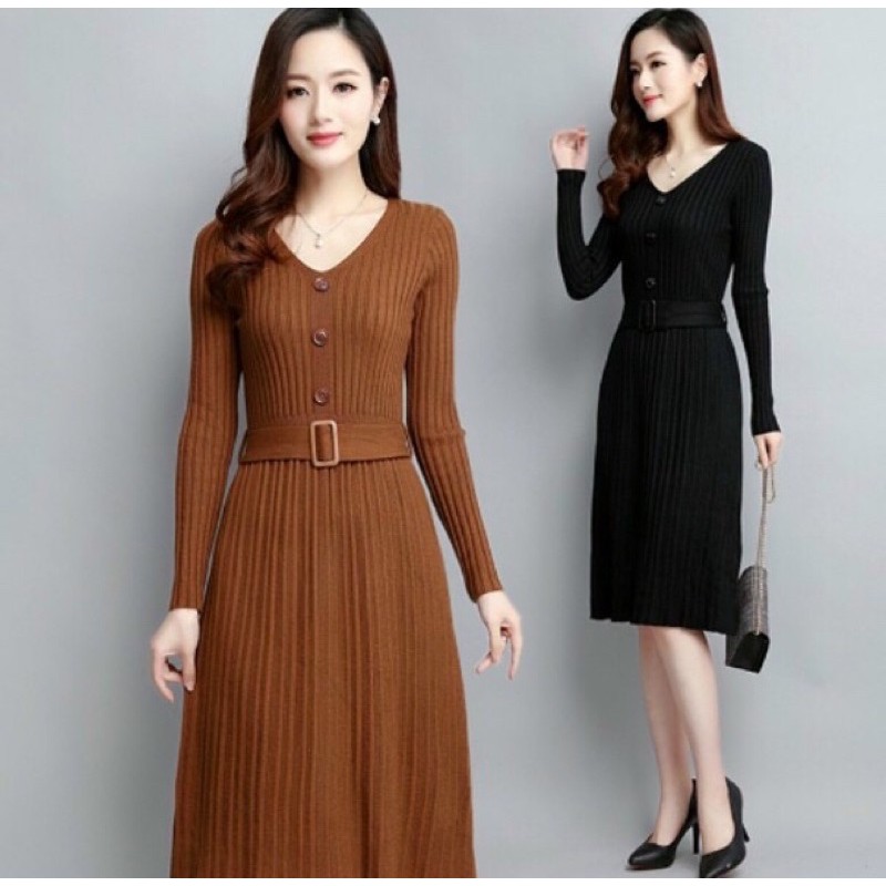 Váy len đai cổ tim siêu sang ( hàng đẹp chuẩn sai hoàn tiền ) | BigBuy360 - bigbuy360.vn