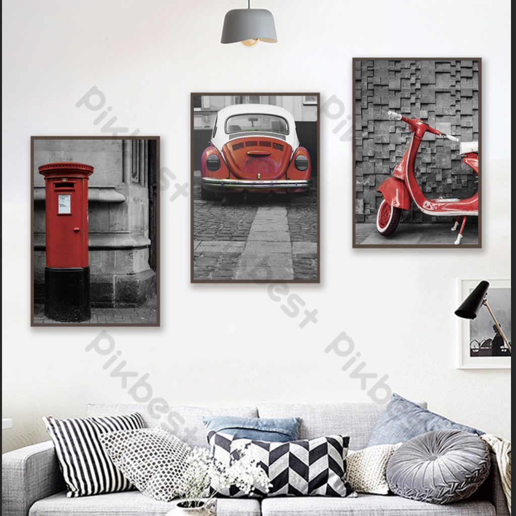 [VẢI CANVAS KIM TUYẾN] TRANH TREO TƯỜNG HIỆN ĐẠI XE ÔTÔ MÔ TÔ ĐEN TRẮNG CHÂU ÂU -MELYHOME