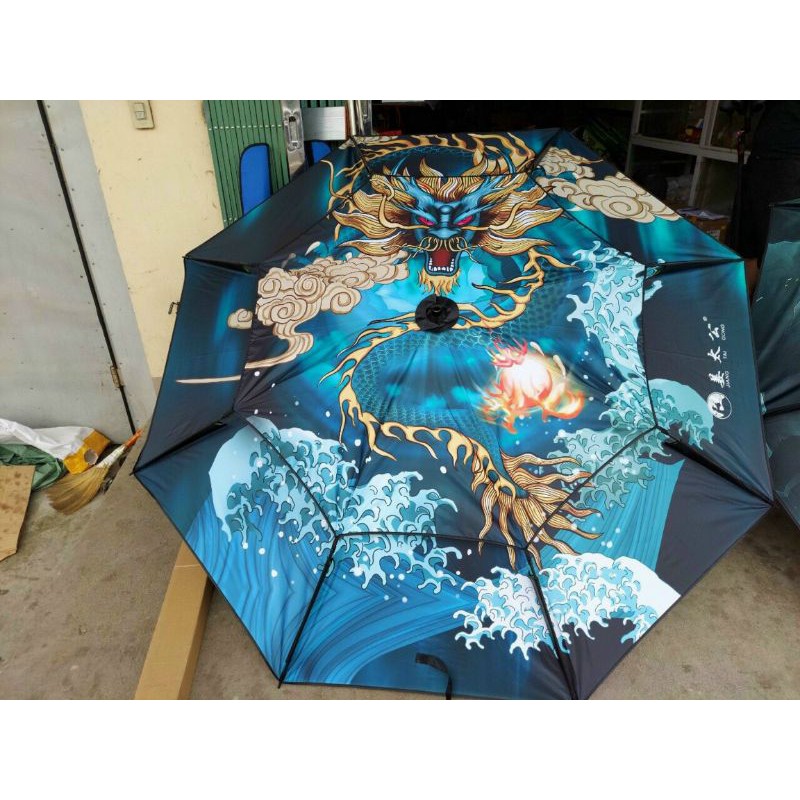 (Siêu phẩm) Ô che nắng 2 tầng rồng vàng
