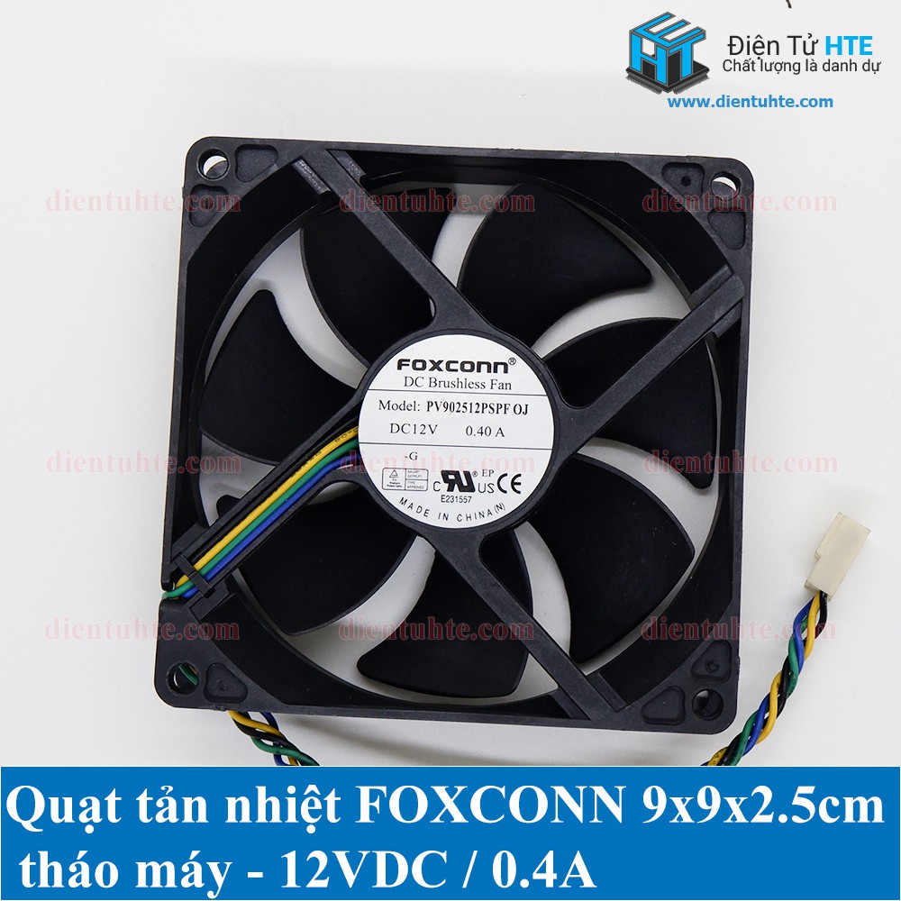 Quạt tản nhiệt FOXCONN 9x9x2.5cm 12V 0.4A - Tháo máy [HTE Quy Nhơn CN2]