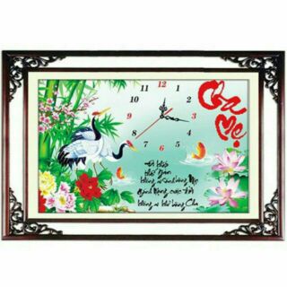 Tranh thêu 3D  CHA MẸ -BẠCH HẠC SEN 223013
