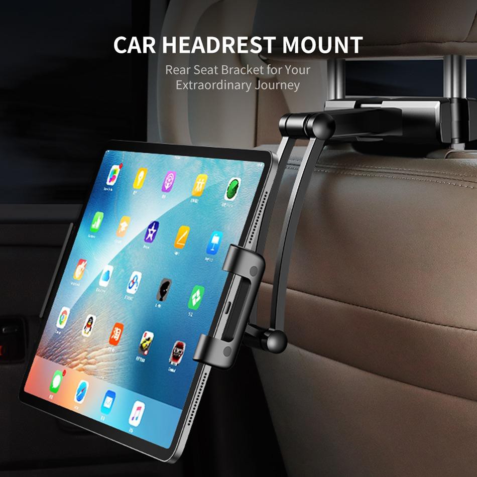 Giá Đỡ iPad, Máy tính bảng ghế sau ô tô Xoay 360 độ từ 4.5-10 inch - Chính Hãng Rock