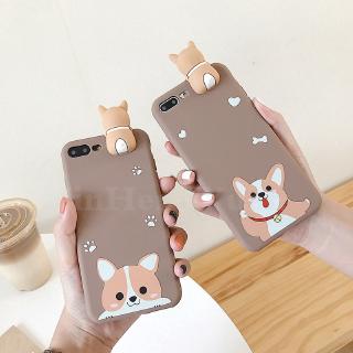 Ốp lưng TPU dẻo gắn hình chó corgi 3D cho IPhone 6 6S 7 8 Plus X XS MAX XR 11 Pro Max