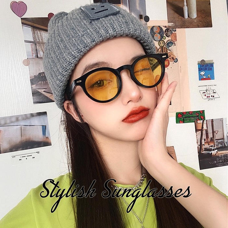 Mắt kính tròn thời trang nhiều màu sắc phong cách retro dành cho nữ