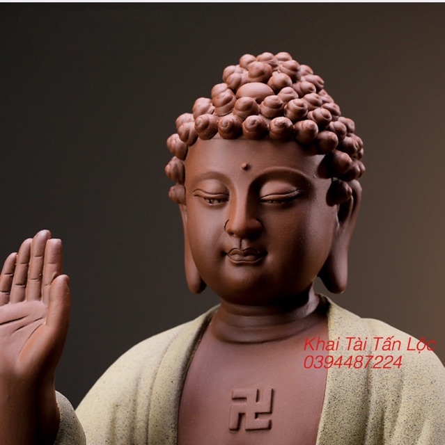 Tượng Phật Adida gốm tử sa cao 30 cm hàng cao cấp