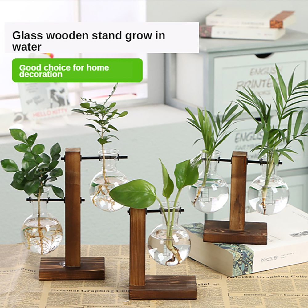 Đế gỗ cắm chậu cây thủy sinh phong cách hoài cổ trang trí đám cưới nhà ở bàn làm việc sinh động